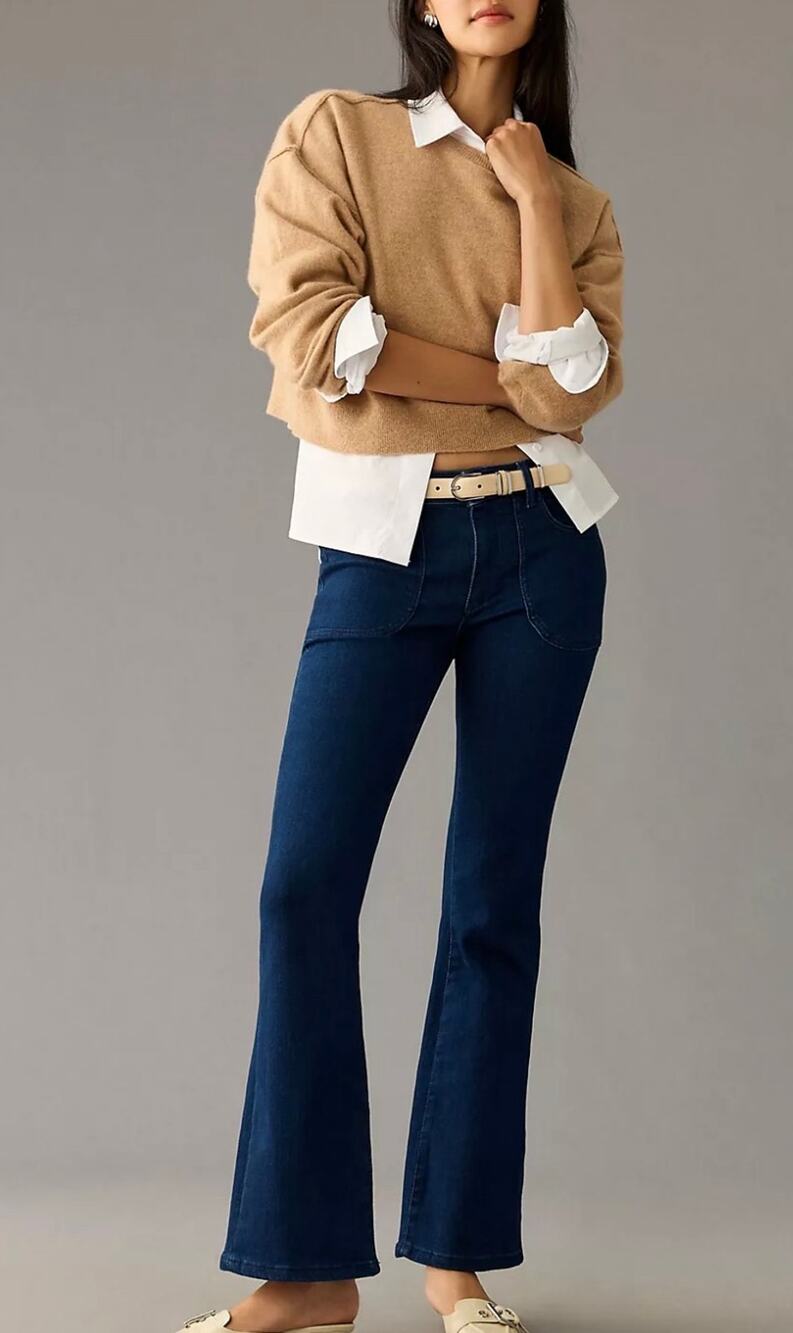Pilcro The Icon Flare Jeans Anthropologie Dark Wash NEW Size 25